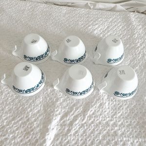 6 Corelle Tea Cups Hook Handle Old Town Blue / Blue Onion Vintage Coffee Mugs